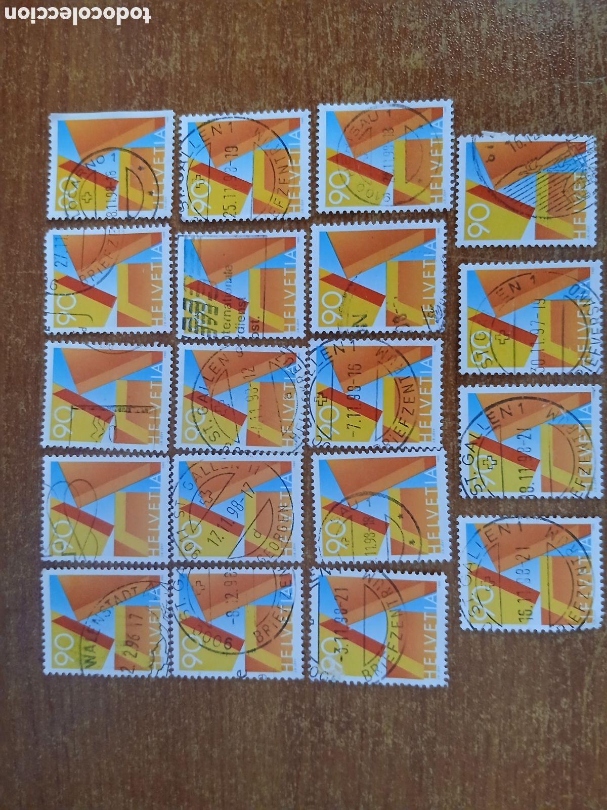 Sellos: 19 Sellos Suiza Helvetia 90