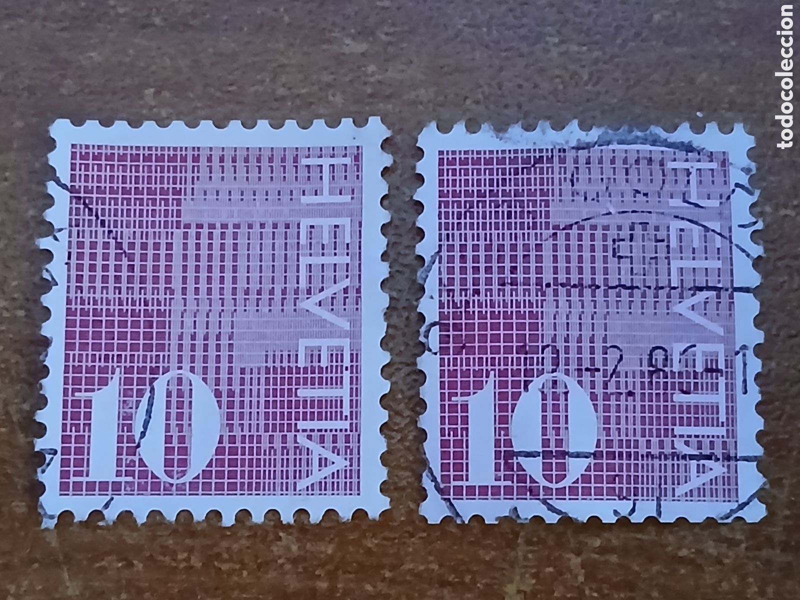 Sellos: 2 Sellos Suiza Helvetia 10 c&eacute;ntimos