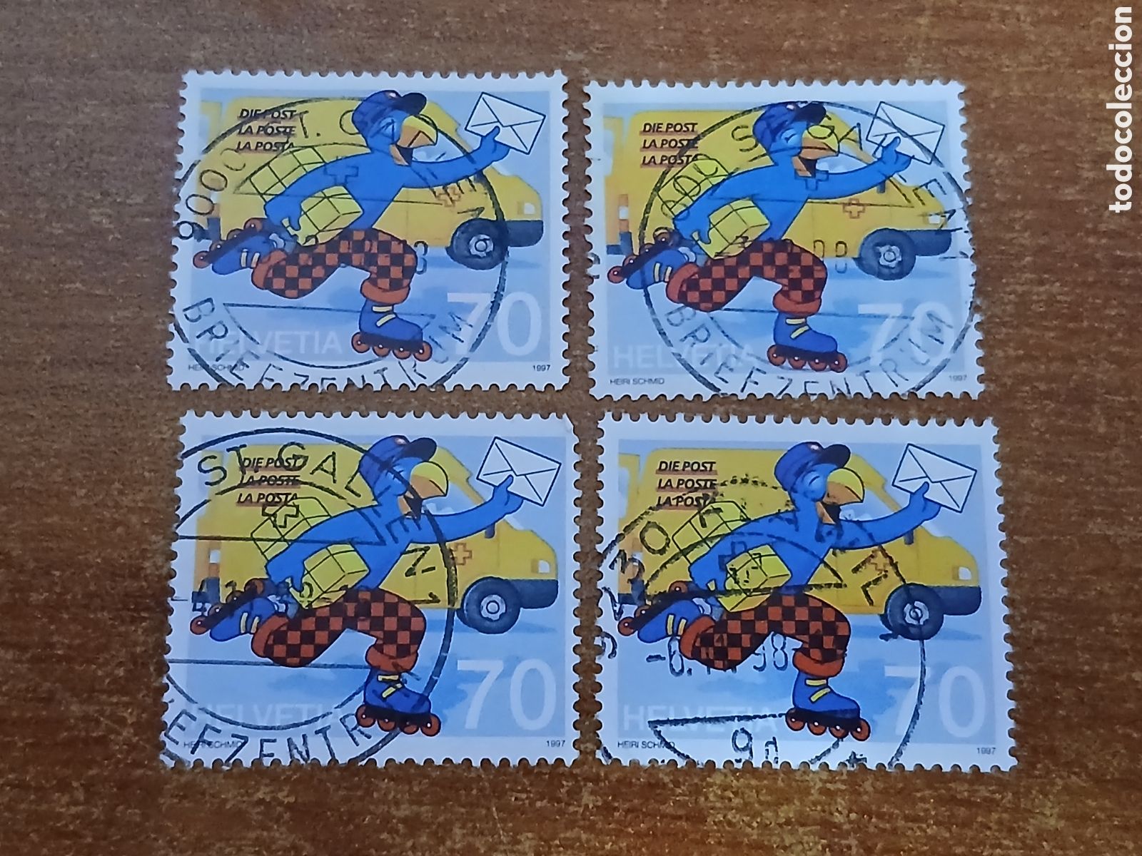 Sellos: 4 Sellos Suiza Personajes Globo 1.997