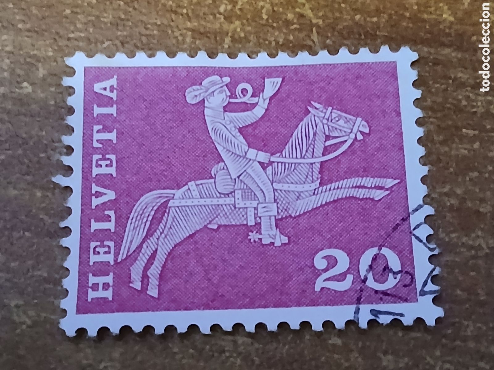 Sellos: Sello Suiza Helvetia 1.960 Postrider