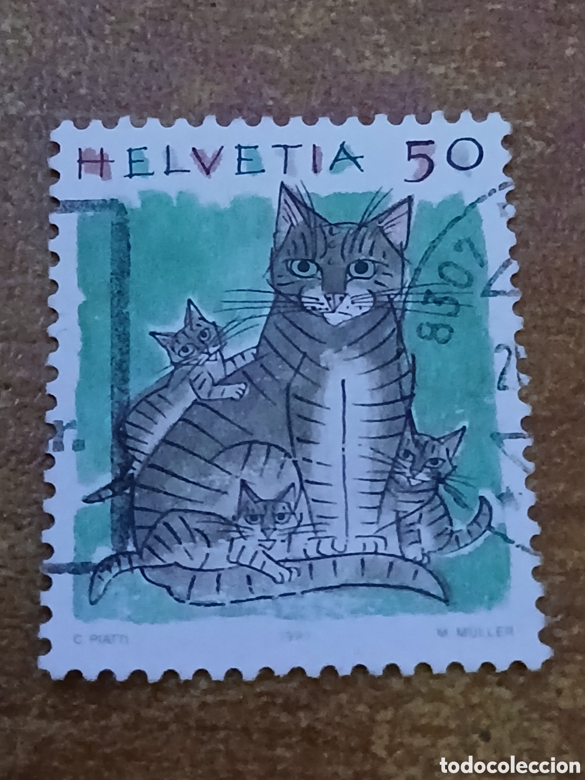 Sellos: Sello Suiza Helvetia 1.990 M. M&uuml;ller