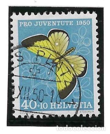 Sellos: Sello usado Suiza. Yvert n&ordm; 506. a&ntilde;o 1950. Pro Juventud. Mariposa. ref. 2-suiza506