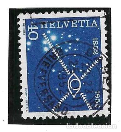 Sellos: Sello usado Suiza. Yvert n&ordm; 520. a&ntilde;o 1952. Telecomunicaciones. Televisi&oacute;n. ref. 2-suiza520