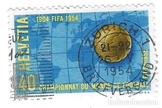 Sellos: Sello usado Suiza. Yvert n&ordm; 547. a&ntilde;o 1954. Campeonato del Mundo de F&uacute;tbol. ref. 2-suiza547