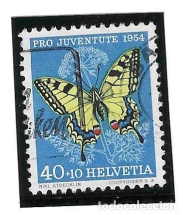 Sellos: Sello usado Suiza. Yvert n&ordm; 557. a&ntilde;o 1954. Pro Patria. Mariposa. ref. 2-suiza557