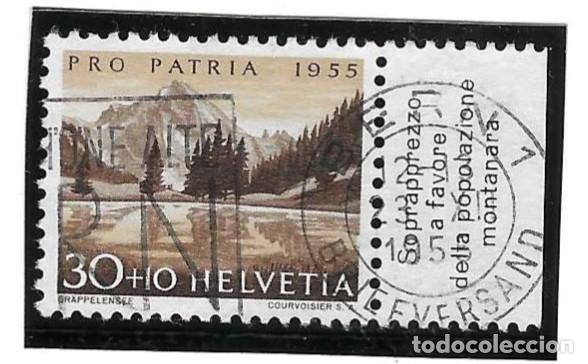 Sellos: Sello usado Suiza. Yvert n&ordm; 565. a&ntilde;o 1955. Pro Patria, con bandeleta. ref. 2-suiza565