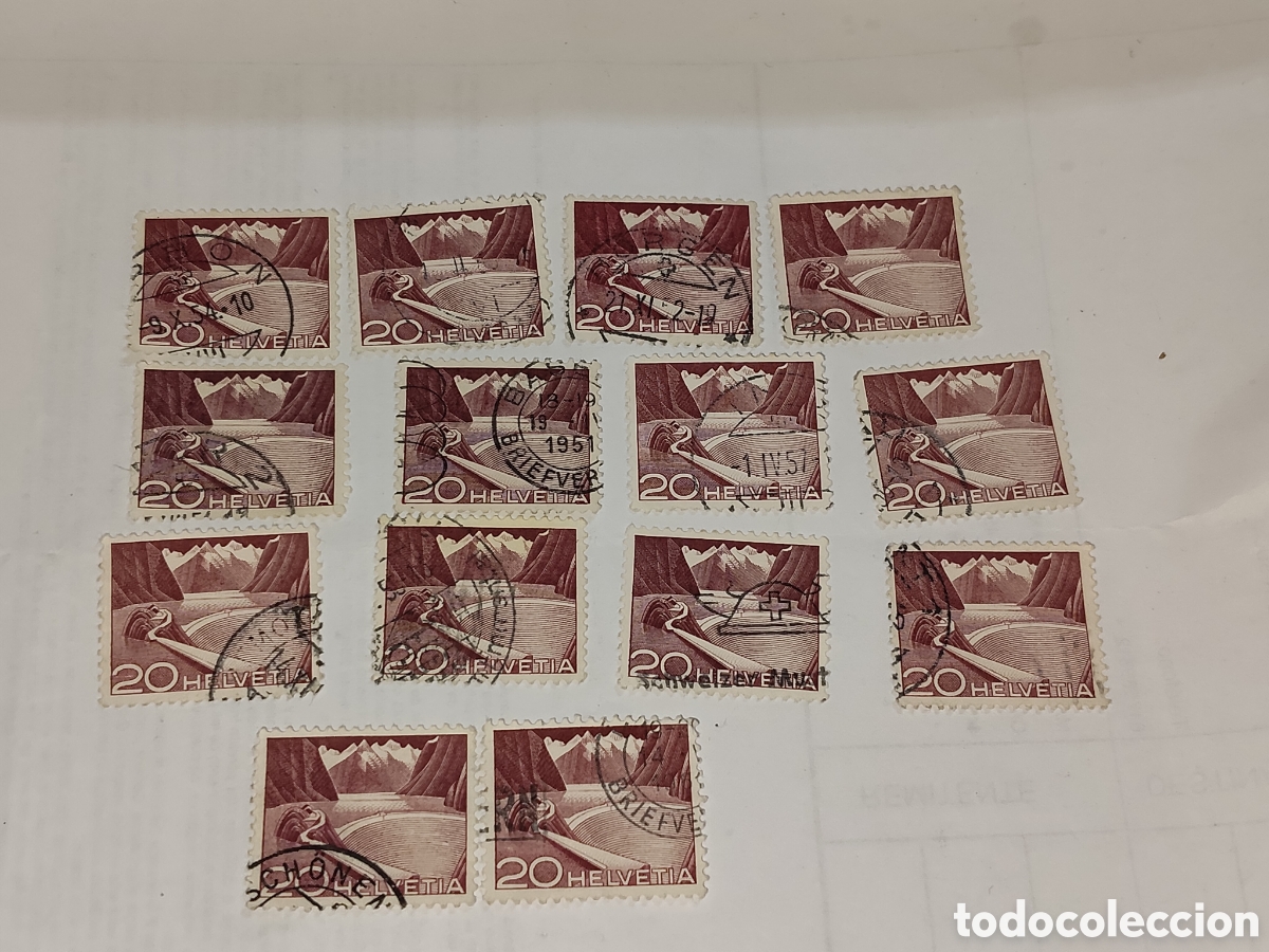 Sellos: 14 Sellos de Suiza vista del paso de San Gotardo 1949 muy bueno
