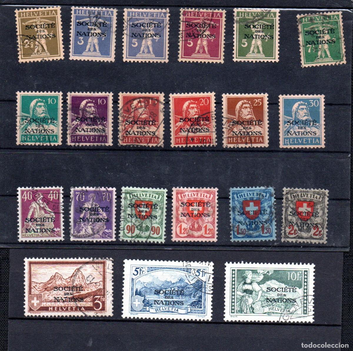 Sellos: SUIZA. 1924-37. OFICIAL. YT 46/61A. SOCIEDAD DE NACIONES