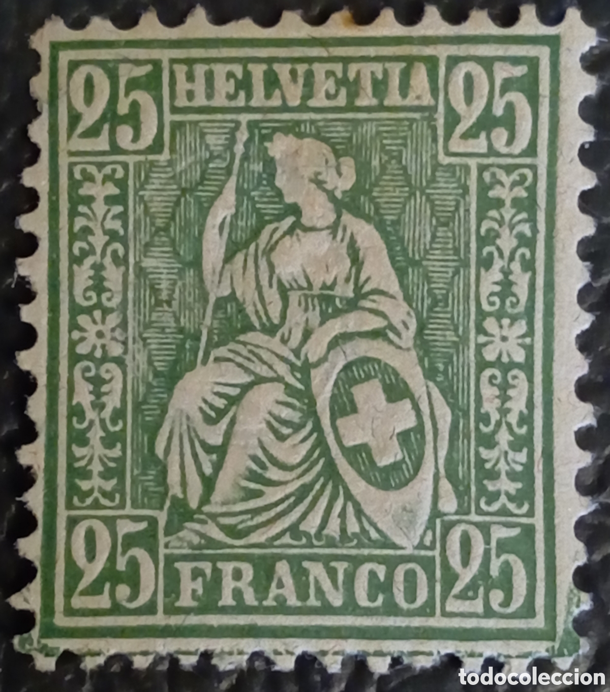Sellos: Suiza 1881 - Helvetia Sentada 25 C&eacute;ntimos Verde - Michel 41 (MH)