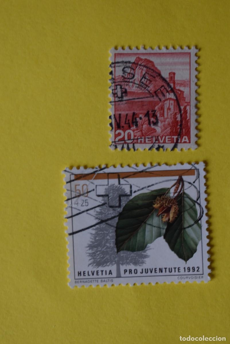 Sellos: Lote 2 sellos Suiza. Helvetia. 1992. Varios valores. Usados