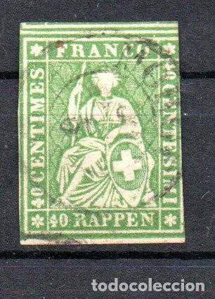 Sellos: SUIZA. 1854-62. YT 30. CORREOS FEDERALES