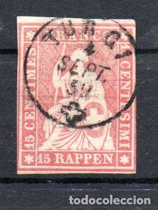 Sellos: SUIZA. 1854-62. YT 28.