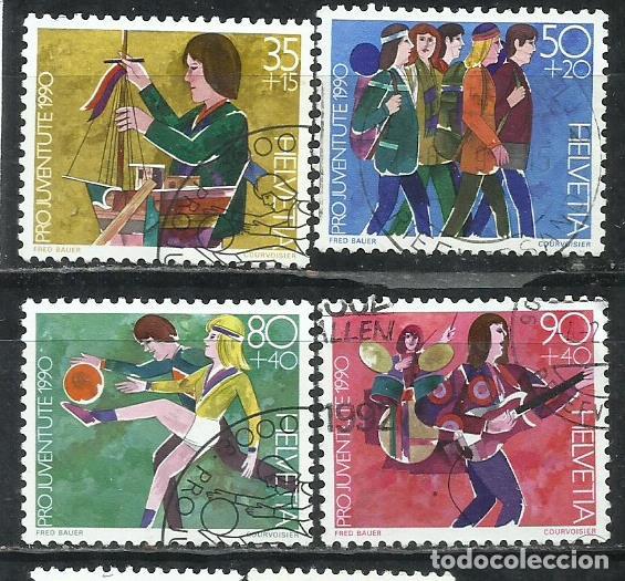 Sellos: 8022- SERIE COMPLETA SUIZA 1990 N&ordm; 1359/1362 POR JUVENTUTE .HELVETIA.