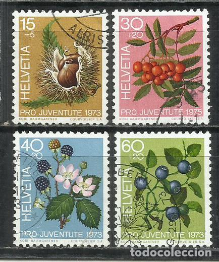 Sellos: 8024-SELLOS SUIZA SERIE COMPLETA&nbsp; PRO JUVENTUD.1973 N&ordm;943/6 FLORA.FLORES,VEGETALES.HELVETIA.SUISSE