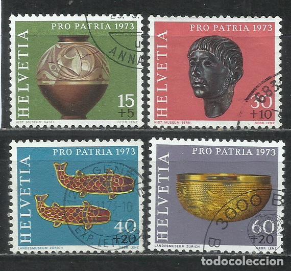 Sellos: 8035A- SERIE COMPLETA SUIZA 1973 N926/929 POR PATRIA .HELVETIA. ARTE ARQUEOLOG&Iacute;A
