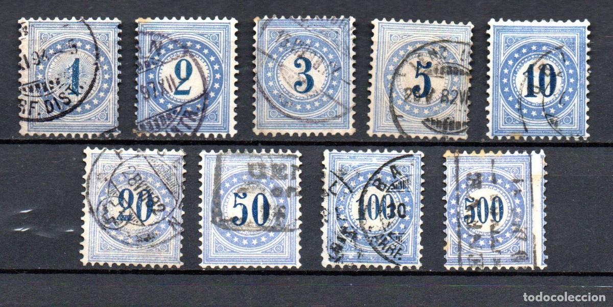 Sellos: SUIZA. 1878. IMPUESTOS. YT 1/9