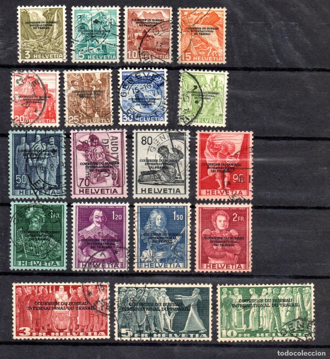 Sellos: SUIZA. 1944. servicio. YT 227/247. Faltan 235,237. Oficina Internacional del Trabajo