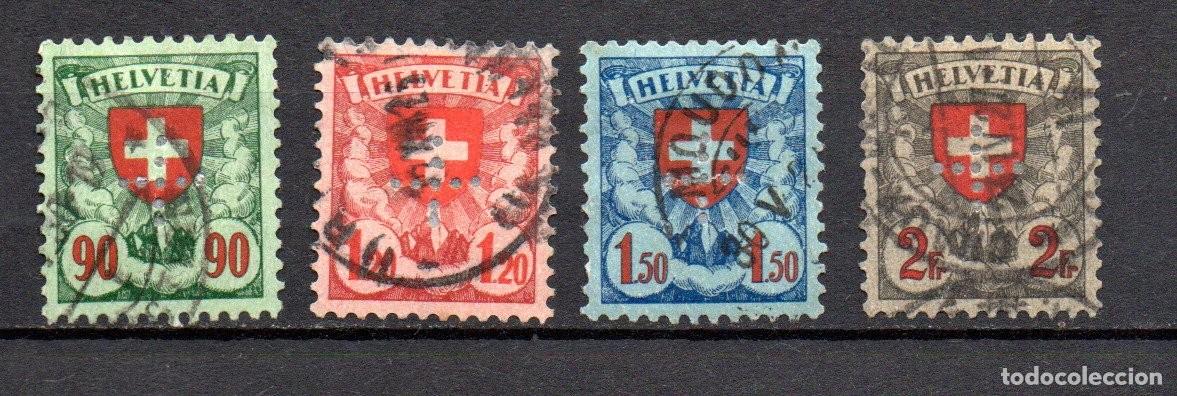Sellos: SUIZA. 1937. servicio. YT 121/124. perforados
