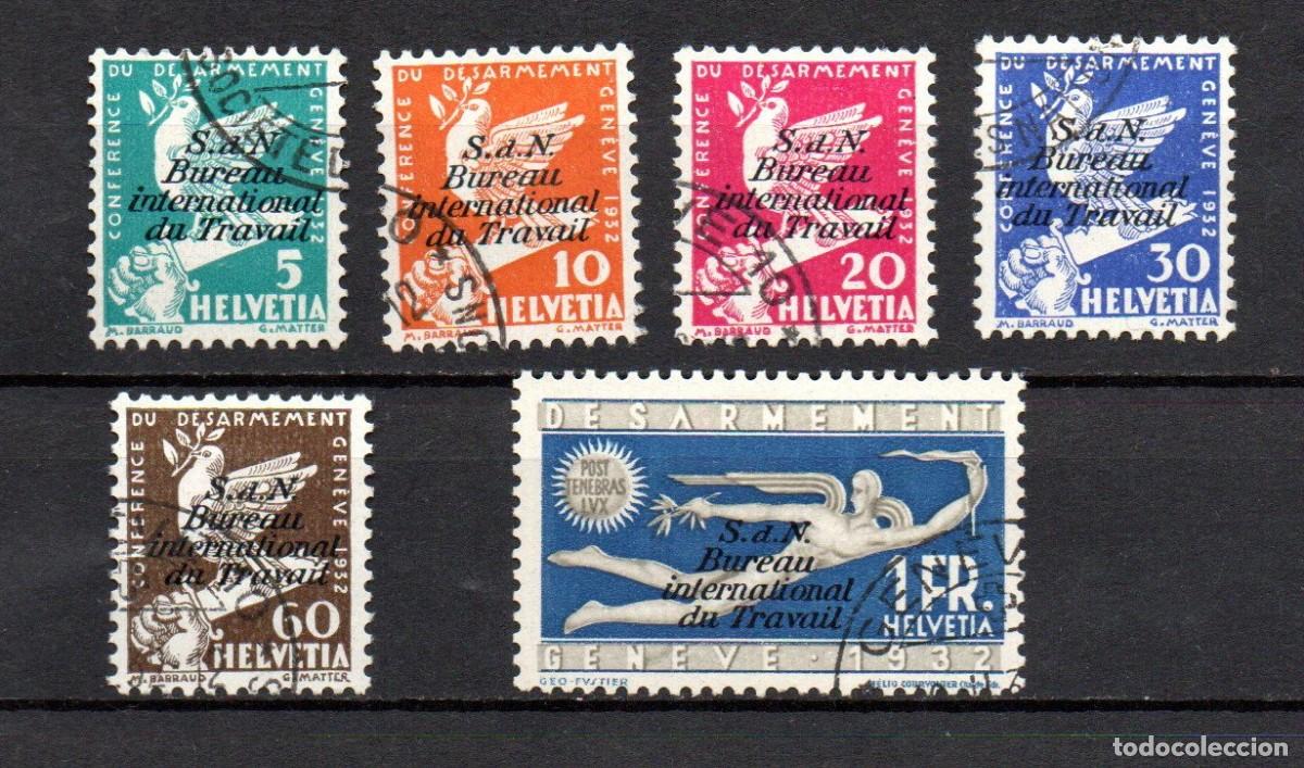 Sellos: SUIZA. 1932. servicio. YT 84/89. oficina internacional del trabajo