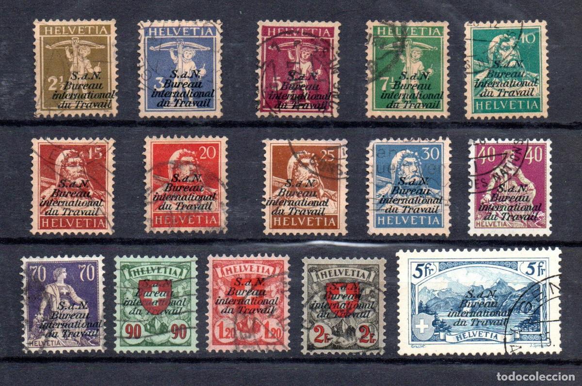 Sellos: SUIZA. 1924-37. servicio. YT 62/77. falta 74,75A,77. oficina internacional del trabajo
