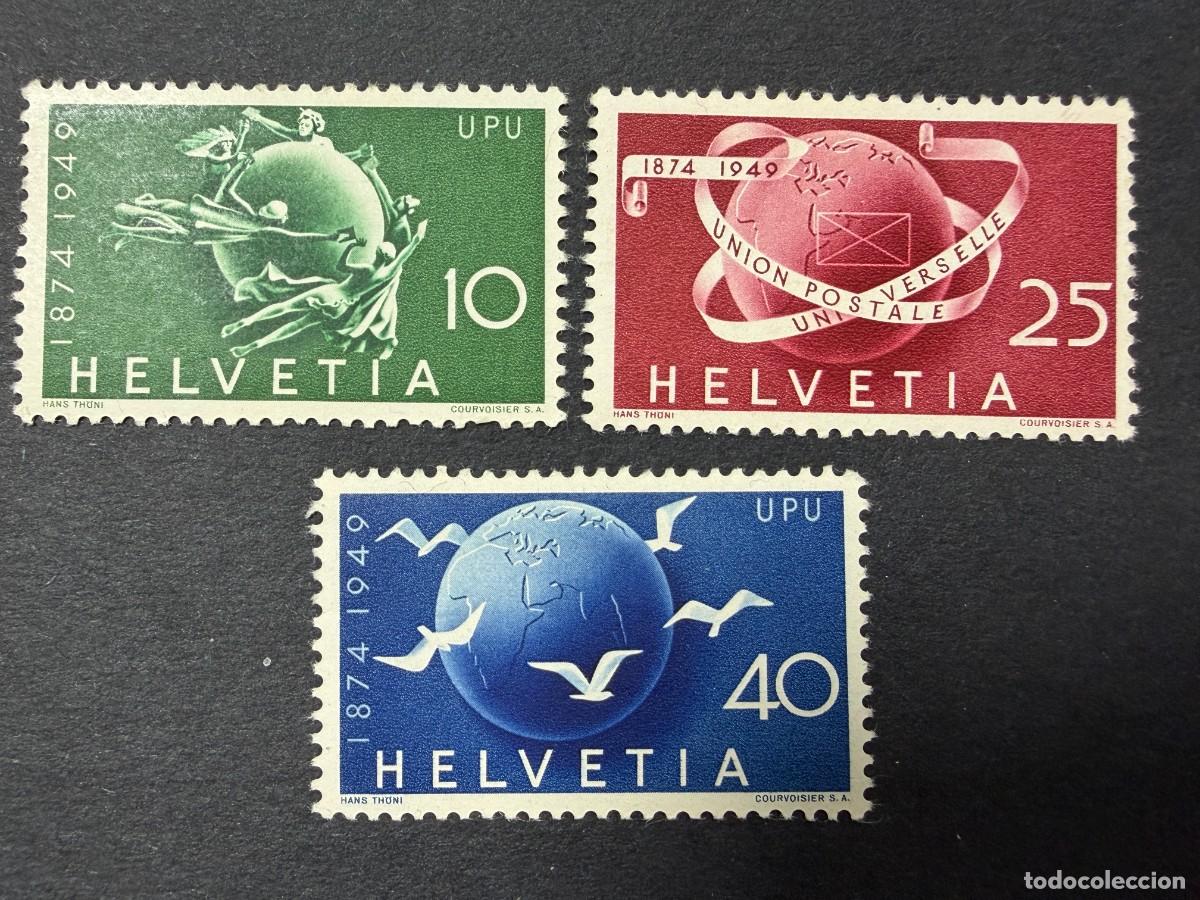 Timbres: SUIZA, 1949. YVERT 2454/5. U.P.U. SERIE COMPLETA. NUEVOS. CON FIJASELLOS