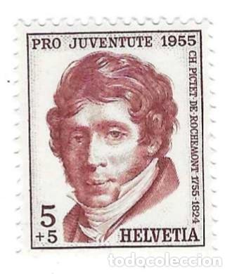 Sellos: Sello usado Suiza. Yvert n&ordm; 567, a&ntilde;o 1955. Pro Juventud. CH. Pictet de Rochemont. ref. 2-suiza567