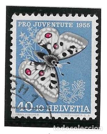 Sellos: Sello usado Suiza. Yvert n&ordm; 571. a&ntilde;o 1955. Pro Juventud. Mariposa. ref. 2-suiza571