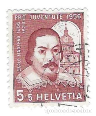Sellos: Sello usado Suiza. Yvert n&ordm; 581. a&ntilde;o 1956. Pro Juventud. Carlo Maderno. ref. 2-suiza581