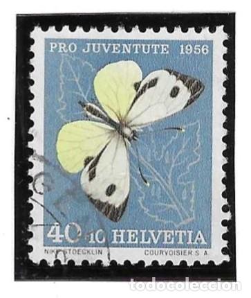 Sellos: Sello usado Suiza. Yvert n&ordm; 585. a&ntilde;o 1956, Pro Juventud. Mariposa. ref. 2-suiza585