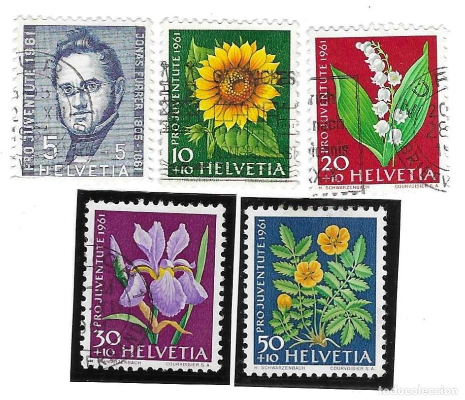 Sellos: Serie usada Suiza. Yvert n&ordm; 684/8. a&ntilde;o 1961. Janas Furrer y Flora. ref. 2-suiza684-8