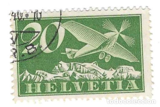 Sellos: Sello usado Suiza. Yvert n&ordm; 4ae. a&ntilde;o 1923. Avi&oacute;n. ref. 2-suiza4ae