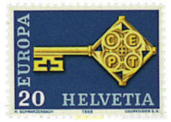 Sellos: 372669 MNH SUIZA 1968 EUROPA CEPT. LLAVE DORADA Y SELLOS DE PROPAGANDA