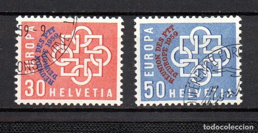 Sellos: SUIZA. 1959. YT. 632,633. REUNI&Oacute;N DE LOS P.T.T. DE EUROPA