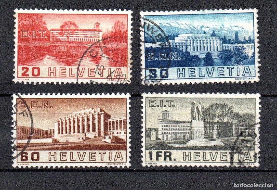 Sellos: SUIZA. 1937 YT. 307/310. INAUGURACI&Oacute;N PALACIO DE LA SOCIEDAD DE NACIONES