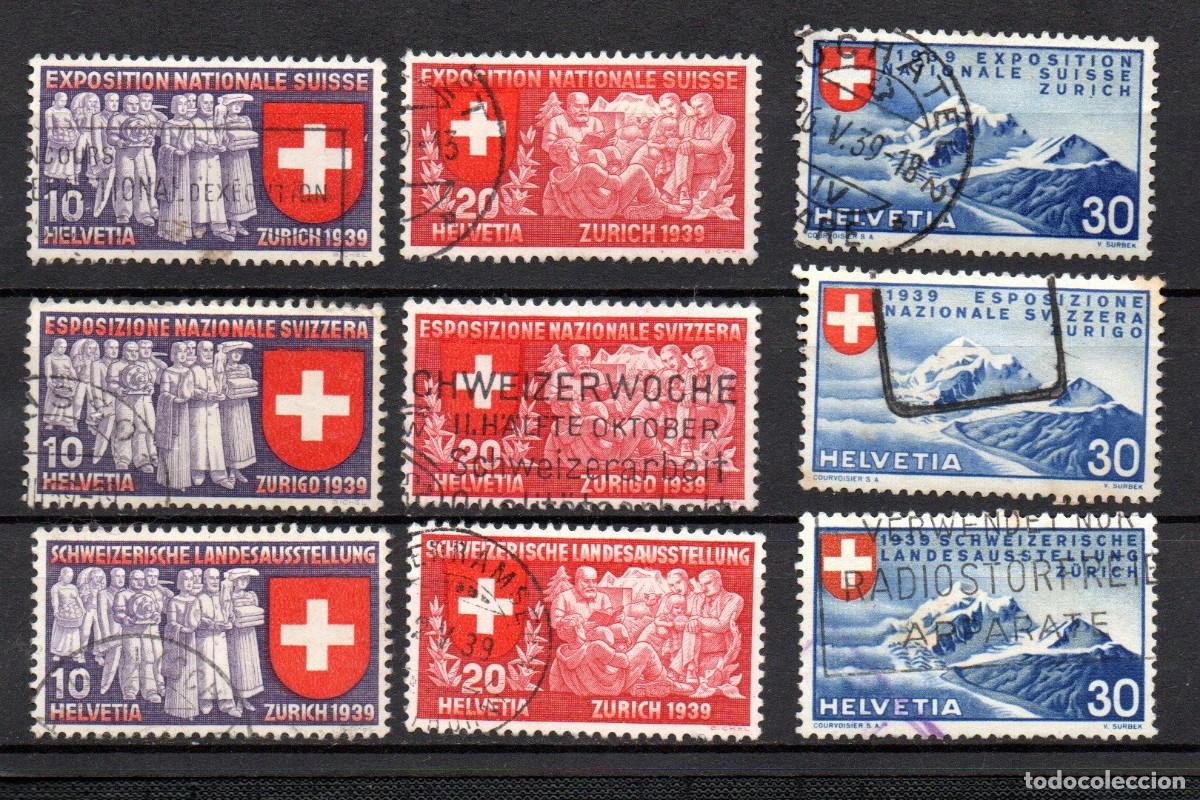 Sellos: SUIZA. 1939 YT. 320/328. EXPOSICI&Oacute;N NACIONAL DE ZURICH