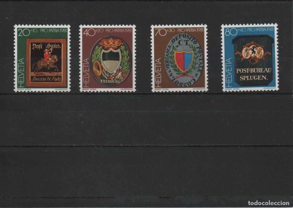 Sellos: SUIZA. EN FAVOR DE LA PATRIA. INSIGNIAS DE OFICINAS DE CORREOS.