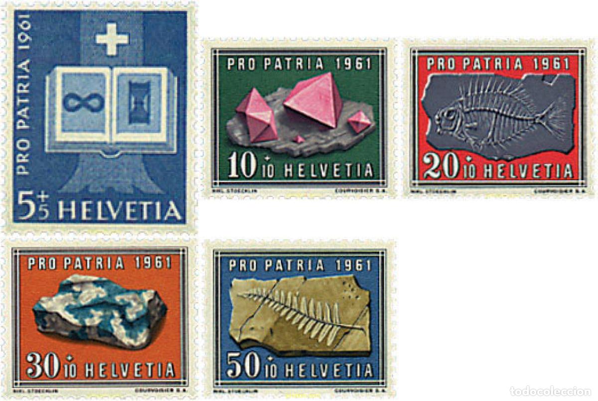 Sellos: 91320 MNH SUIZA 1961 PRO PATRIA. MINERALES Y FOSILES