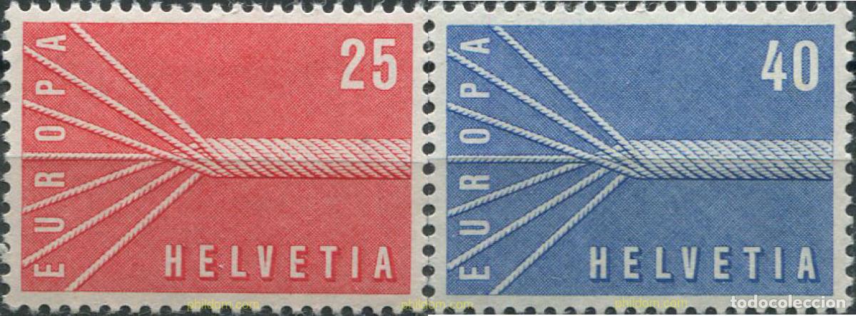 Sellos: 62015 MNH SUIZA 1957 EUROPA CEPT. FACTOR DE PAZ Y FUENTE DE BIENESTAR