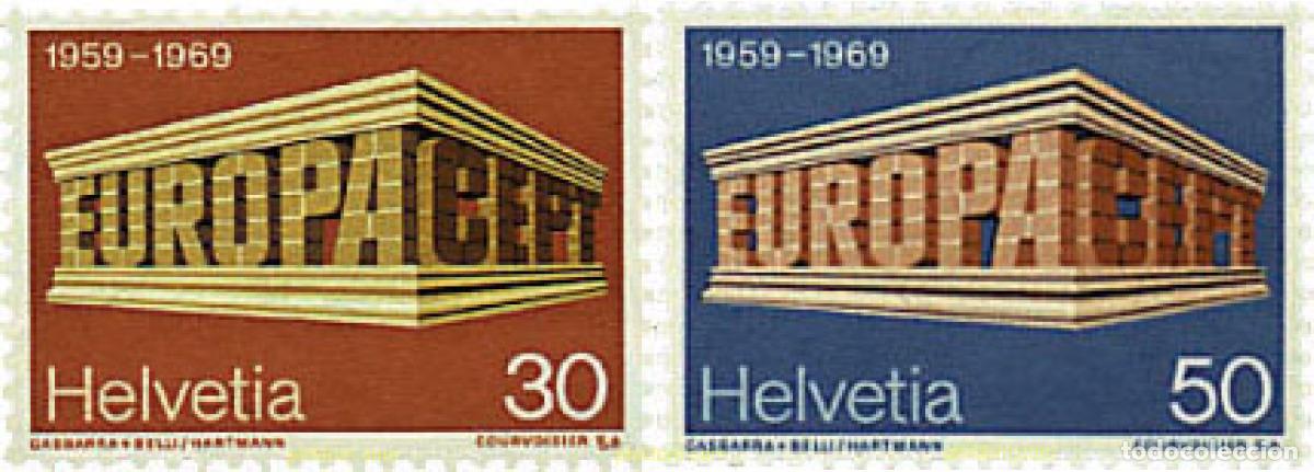 Sellos: 62185 MNH SUIZA 1969 EUROPA CEPT. 10 ANIVERSARIO DE LA CEPT
