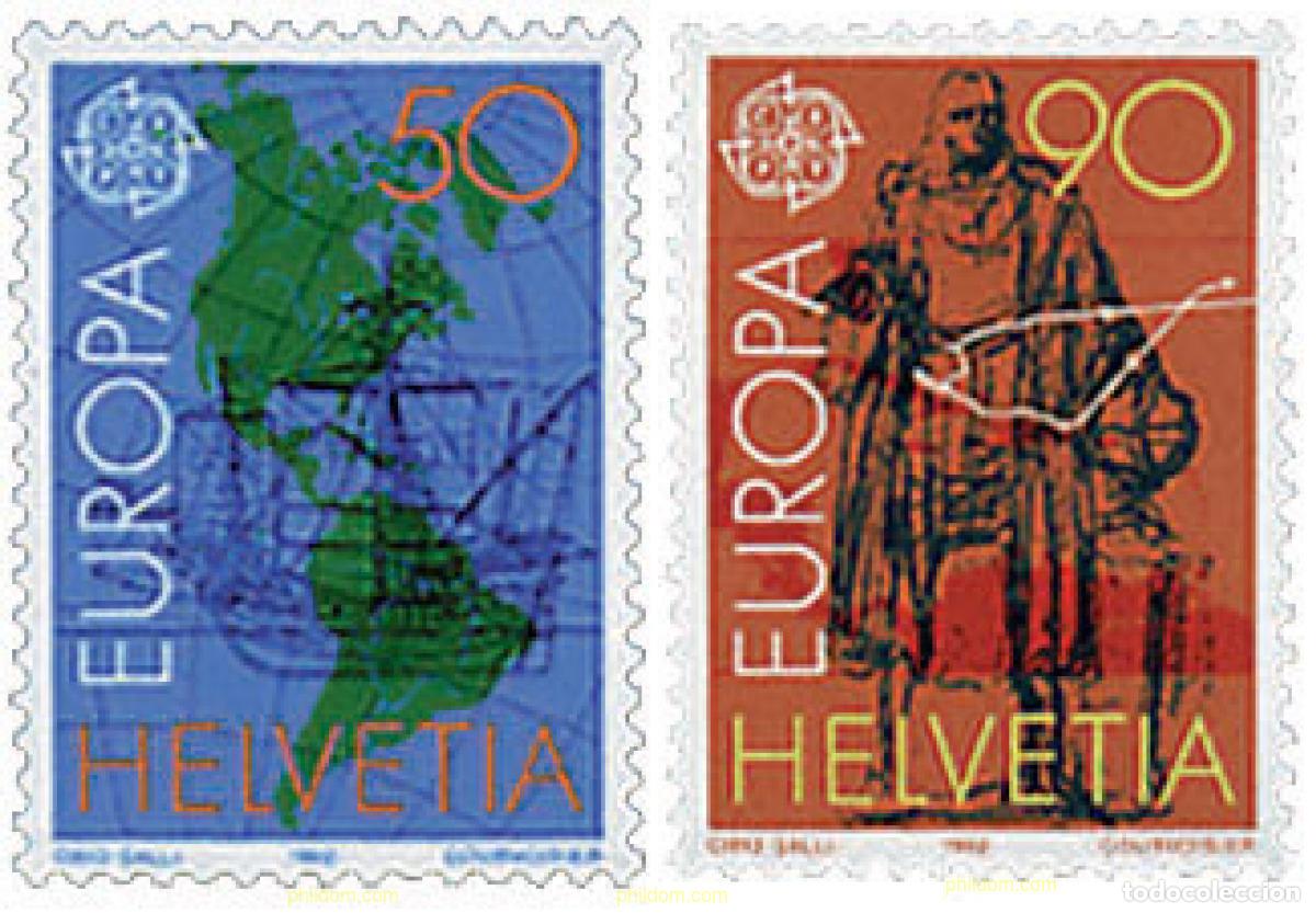 Sellos: 62833 MNH SUIZA 1992 EUROPA CEPT. 500 ANIVERSARIO DEL DESCUBRIMIENTO DE AMERICA
