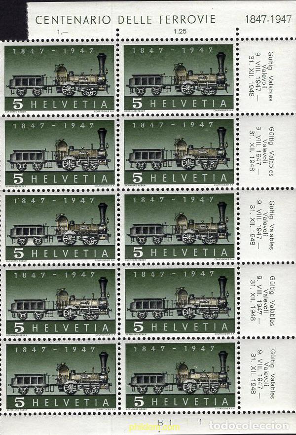Sellos: 667432 MNH SUIZA 1947 CENTENARIO DEL FERROCARRIL