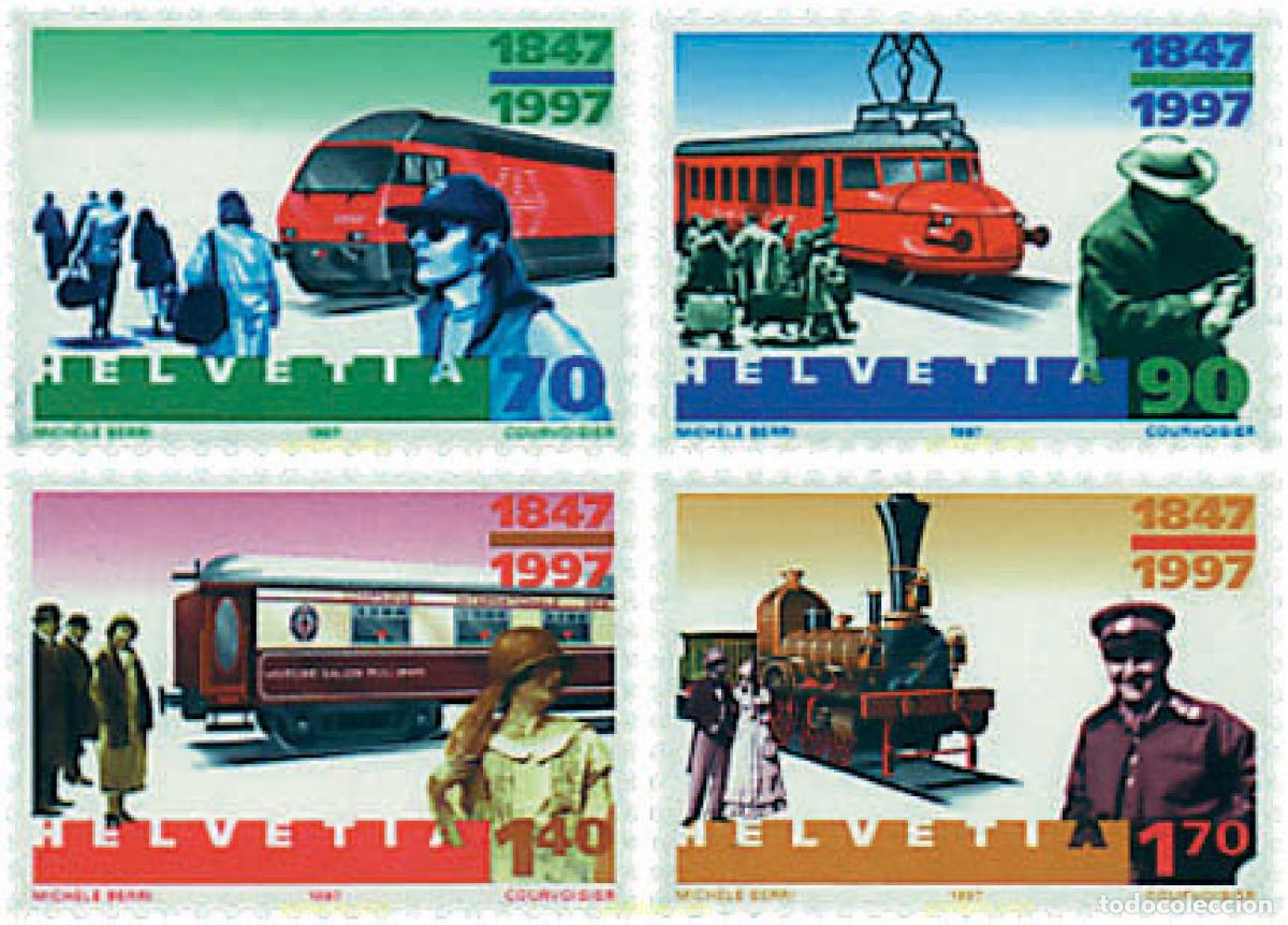 Sellos: 59036 MNH SUIZA 1997 150 ANIVERSARIO DE LOS FERROCARRILES SUIZOS