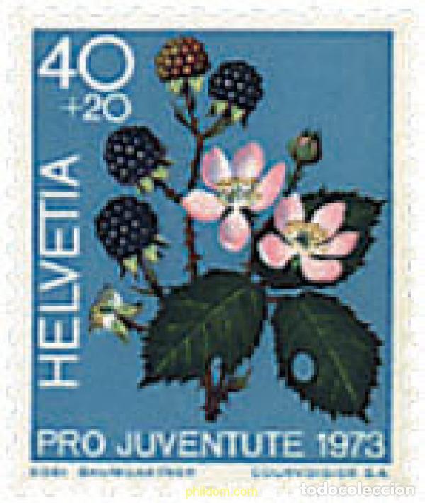 Sellos: 294282 MNH SUIZA 1973 PRO JUVENTUD. FRUTOS Y PLANTAS DEL BOSQUE