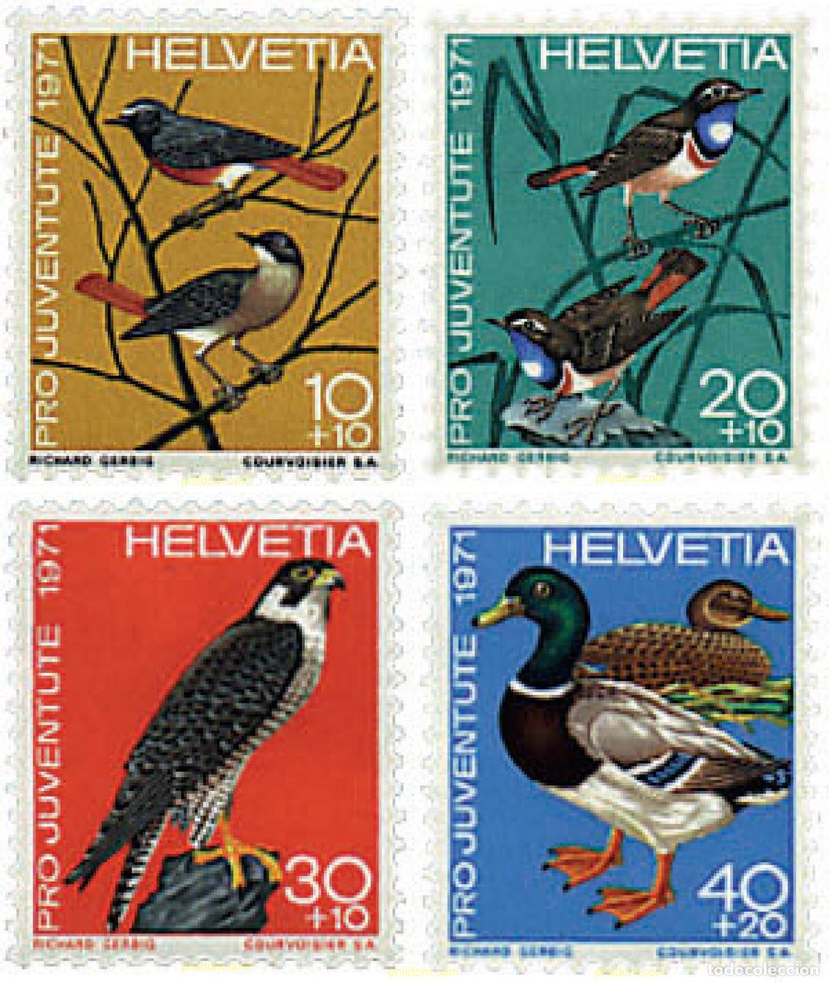Sellos: 91325 MNH SUIZA 1971 PRO JUVENTUD. PAJAROS