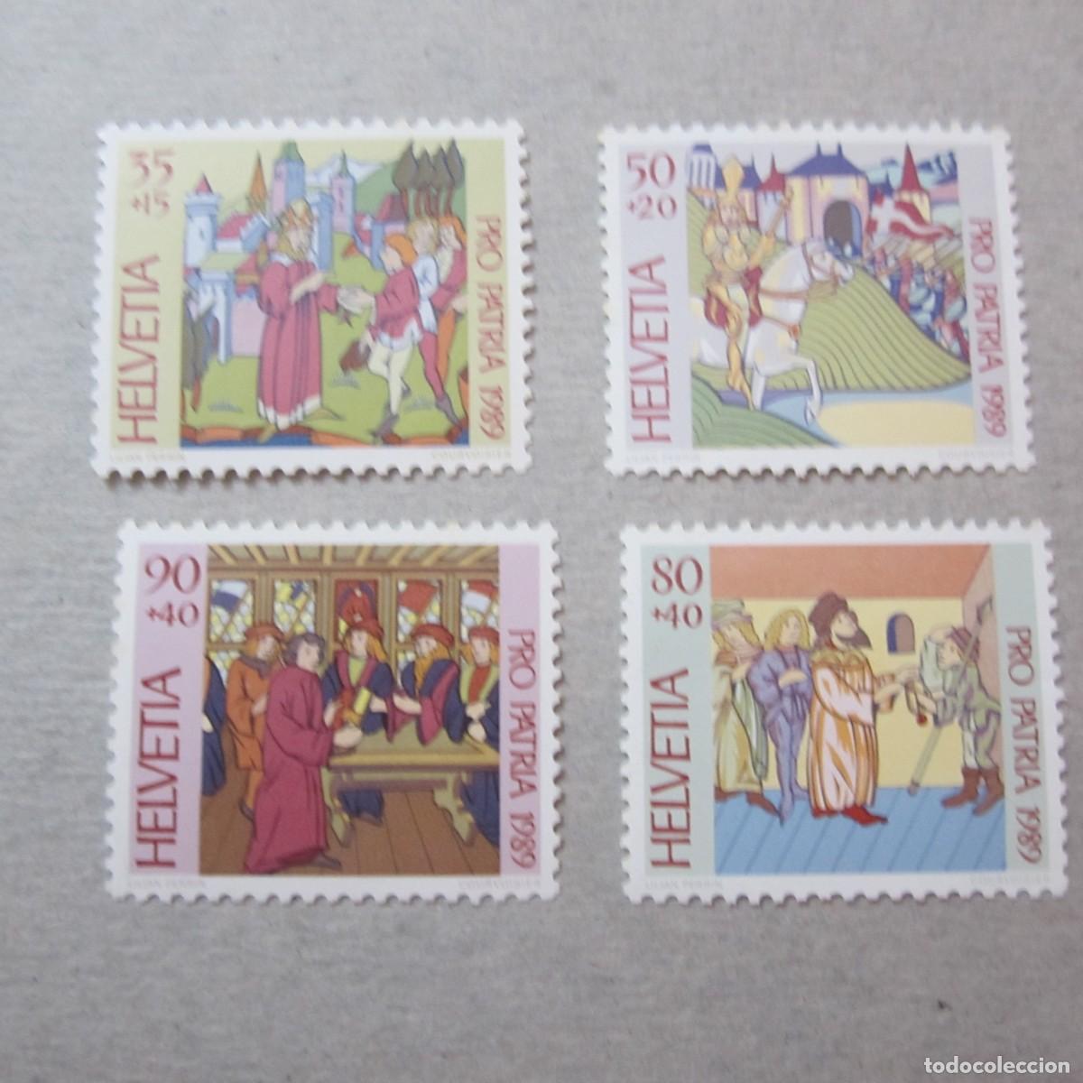 Sellos: SUIZA 1989 PRO PATRIA, ZUMSTEIN N&ordm; 223/226**, 700 A&Ntilde;OS DE ARTE Y CULTURA SUIZA
