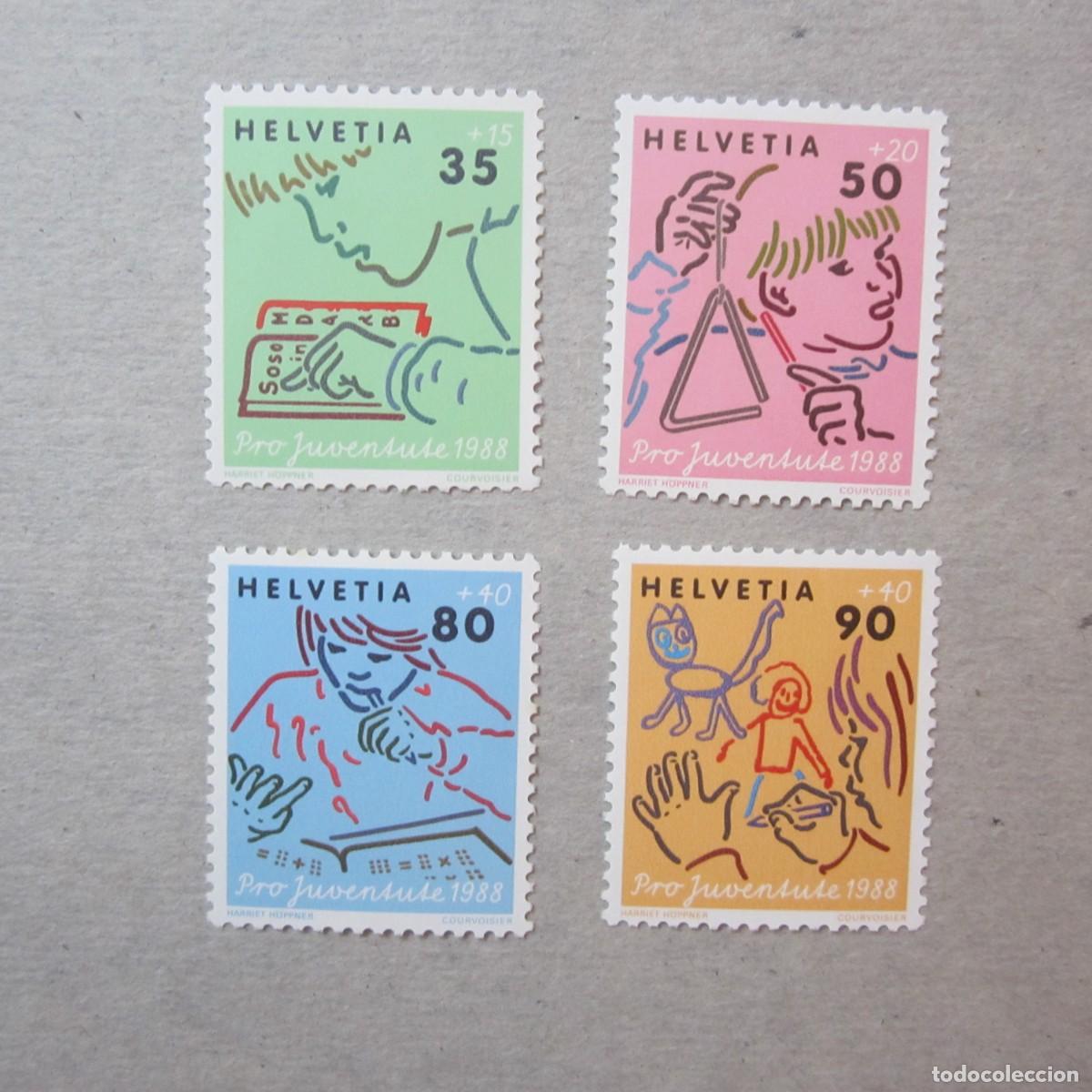 Sellos: SUIZA 1988 PRO JUVENTUTE, ZUMSTEIN N&ordm; 307/10**, LA ESCUELA.