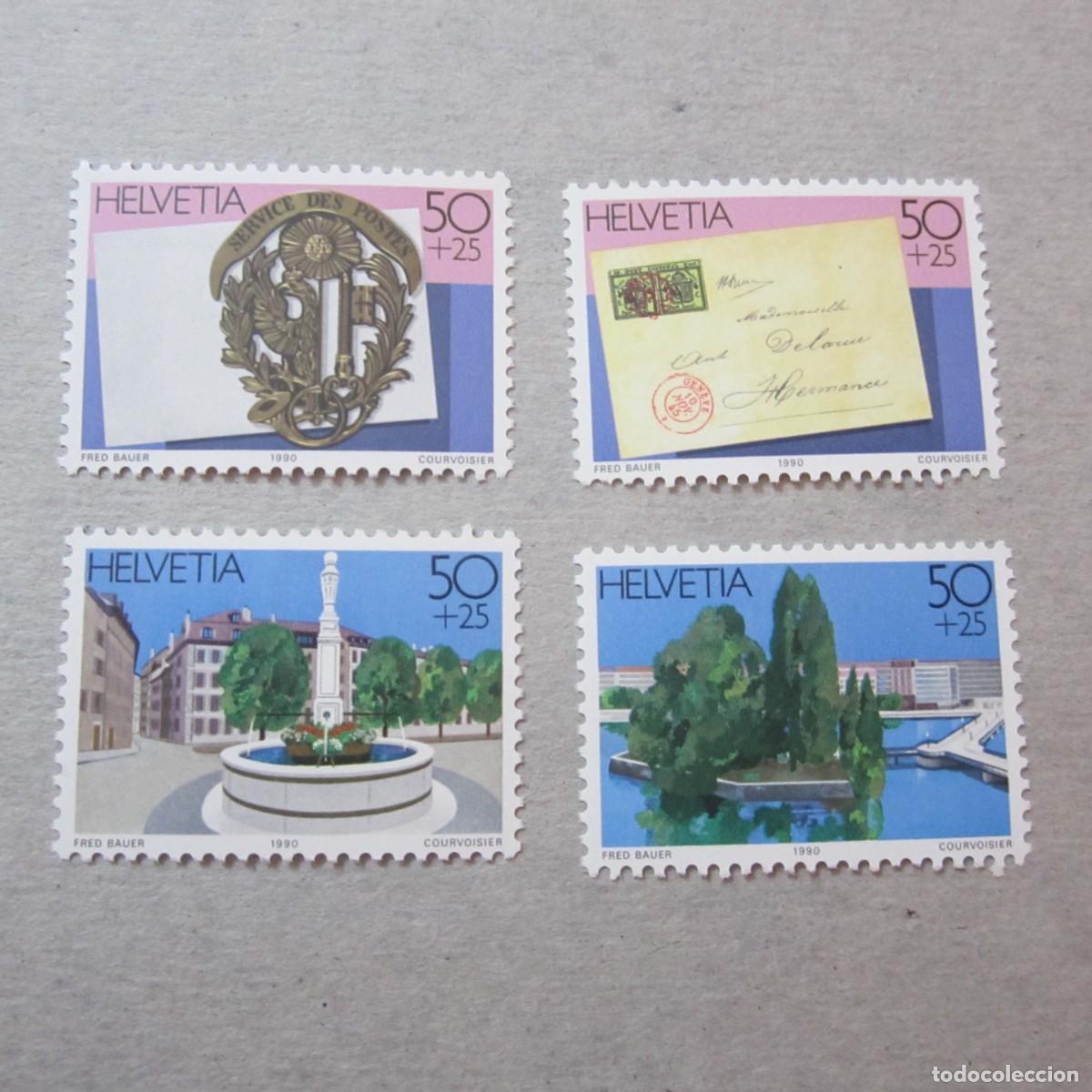 Sellos: SUIZA 1990 , ZUMSTEIN N&ordm; 68/71**, EMISION CON SURTAXE, GENEVE 1990