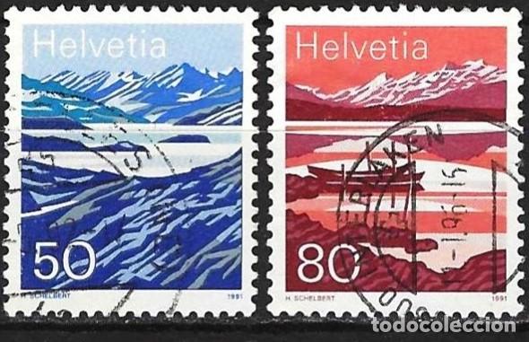 Sellos: Suiza 1991 - Mi 1459 y 1460 - YT 1387 y 1388 - Paisajes