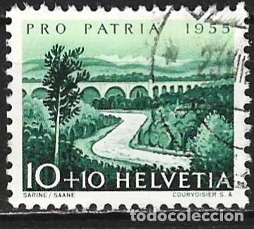 Sellos: Suiza 1955 - Mi 614 - YT 563 - El rio Sarine