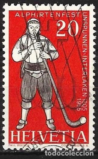 Sellos: Suiza 1955 - Mi 609 - YT 560 - Tocador de cuerno